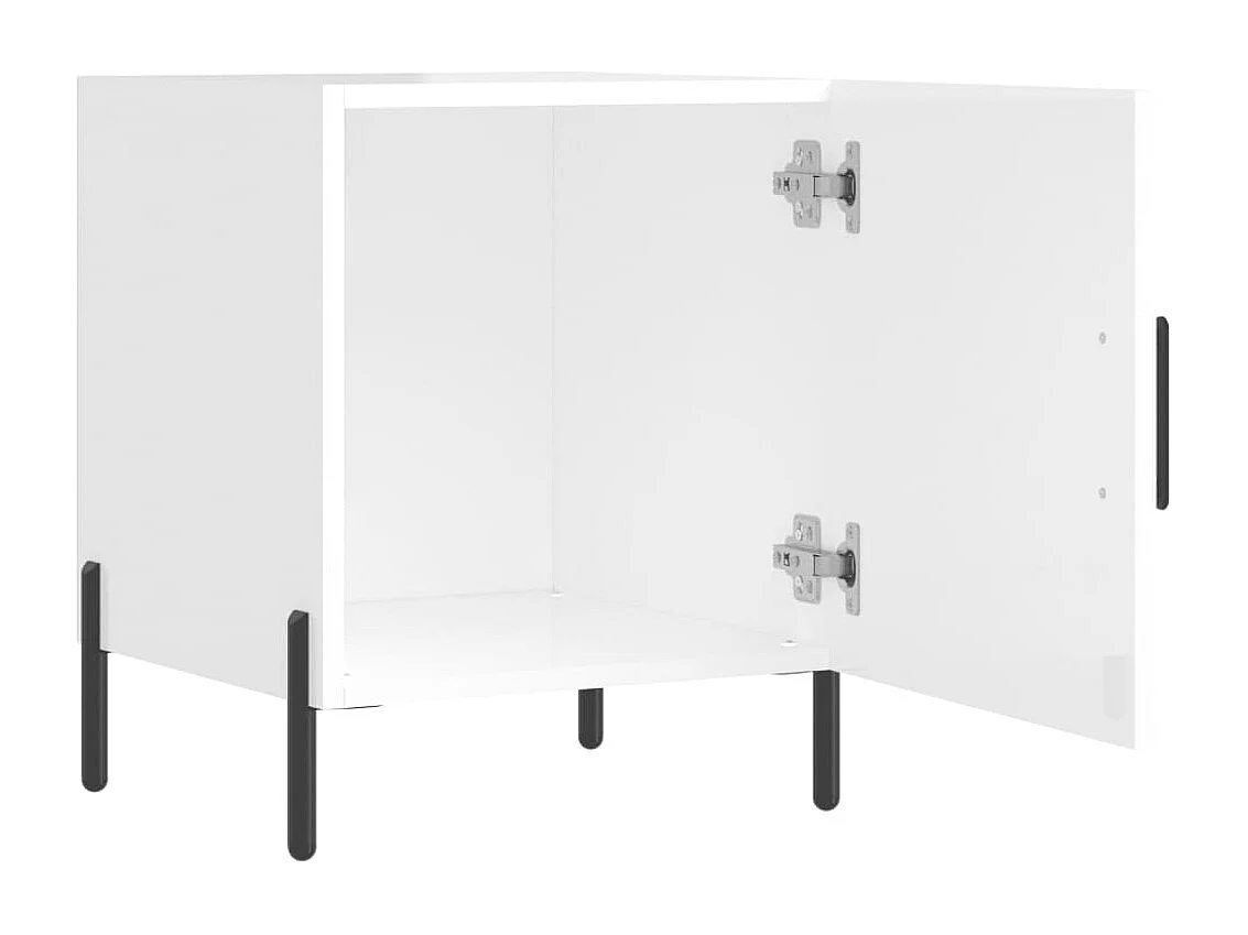 Lot de 2 Tables de chevet Étroite avec Étagère de rangement blanc brillant 40x40x50 cm