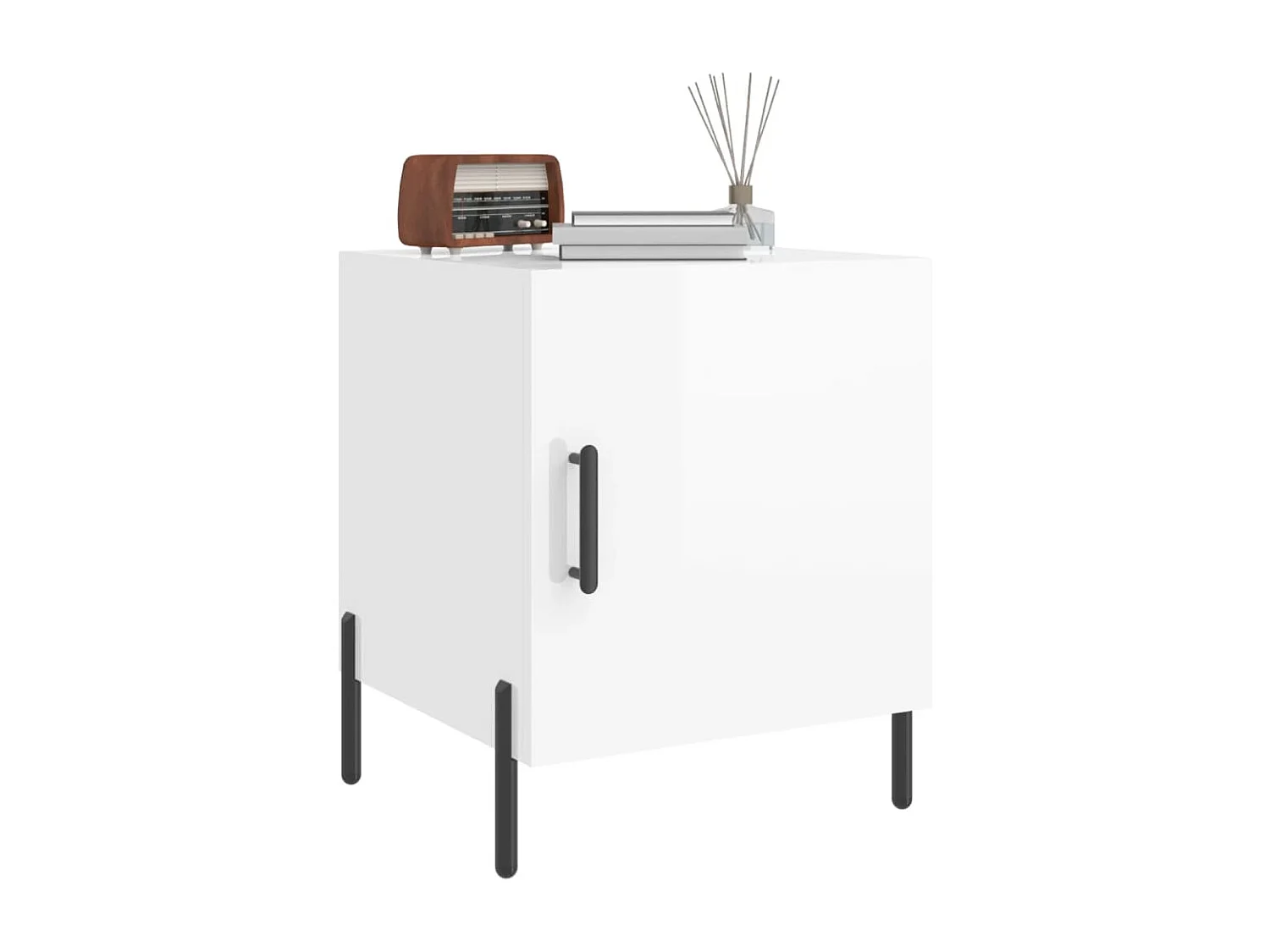 Nachttisch 2er Set-Beistelltisch-Nachttischkommode Hochglanz-Weiß 40x40x50 cm Holzwerkstoff SHL66909