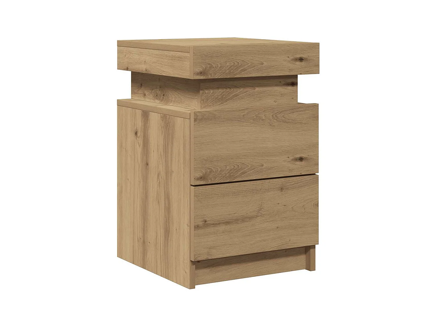 Mesilla de noche | Mesita de noche con LED madera marrón roble 35x39x55 cm