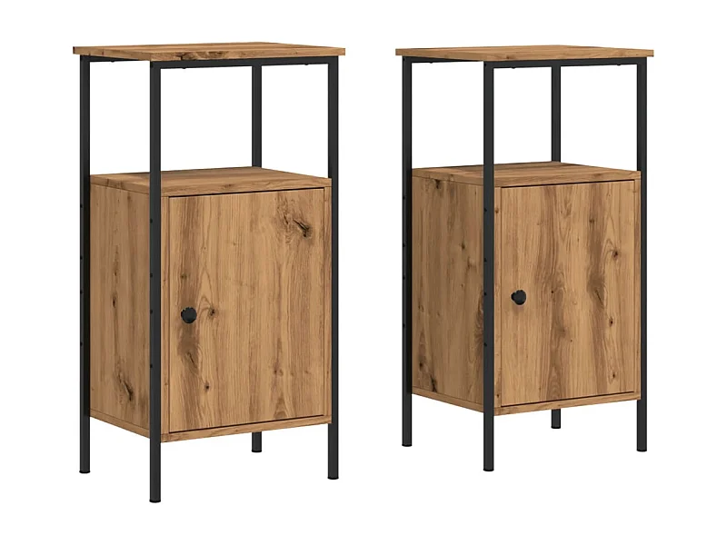 Tables de chevet lot de 2 avec rangement chêne artisanal bois d'ingénierie
