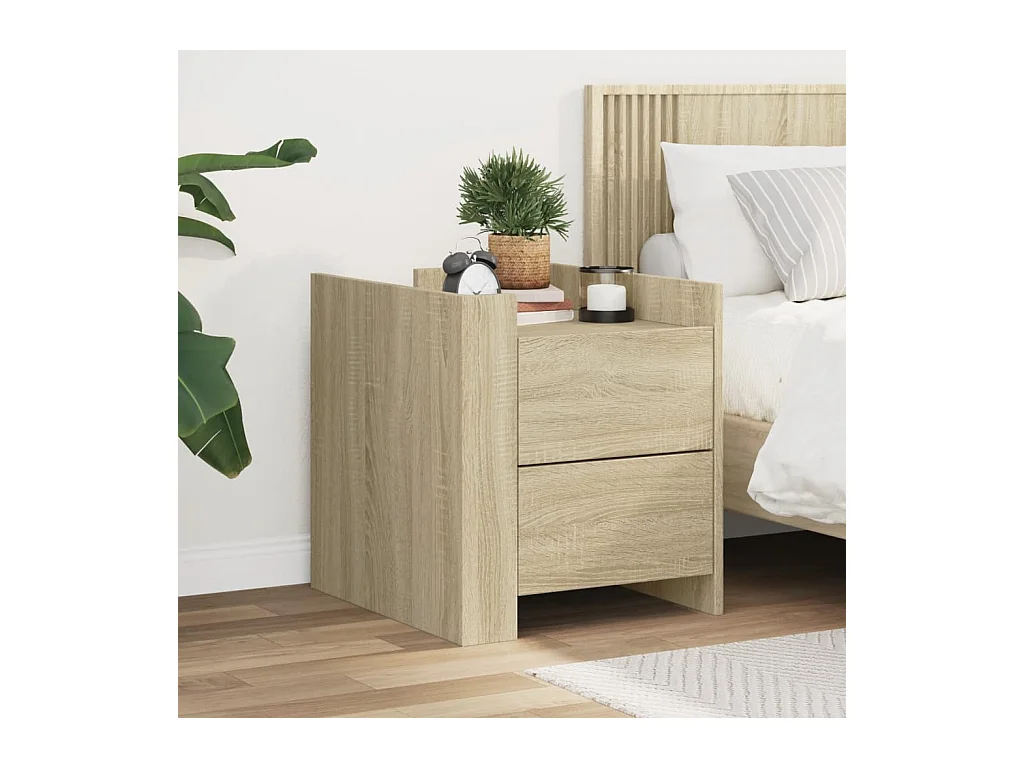 Table de chevet-Table d'appoint Compartiments ouverts chêne sonoma 45x50x50 cm bois d’ingénierie