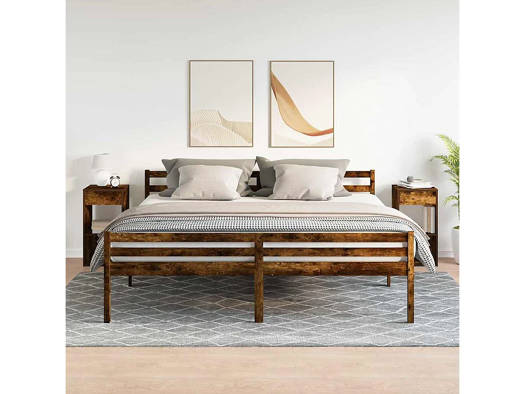 Nachttisch 2er Set-Beistelltisch mit Schublade. Räuchereiche 35x34x66,5 cm SHL20598