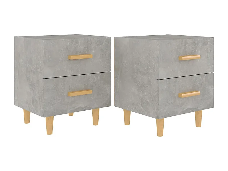 Table de Chevet Étroite-Tables de nuit 2 pcs Gris béton 40x35x47,5 cm