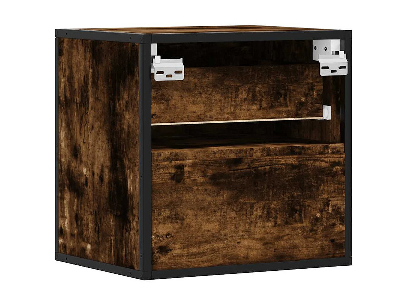 Mesita de noche | Mesilla de noche de pared color roble ahumado 40x31x39,5 cm