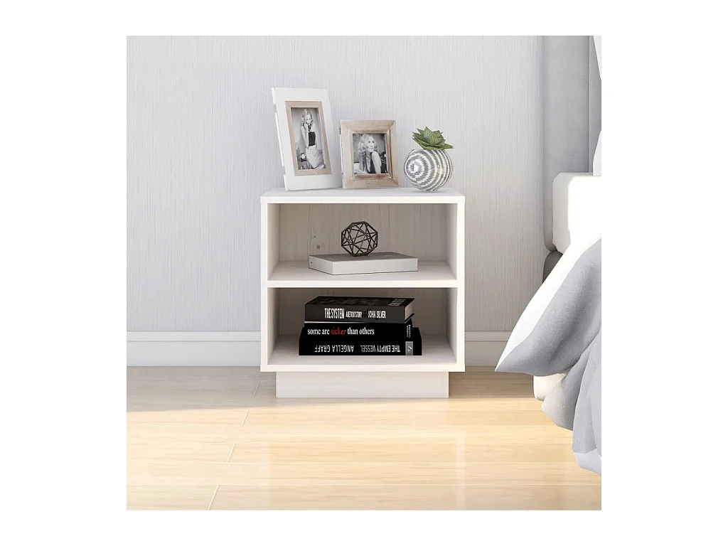 Mesita de noche | Mesilla de noche de madera maciza de pino blanco 40x34x40 cm