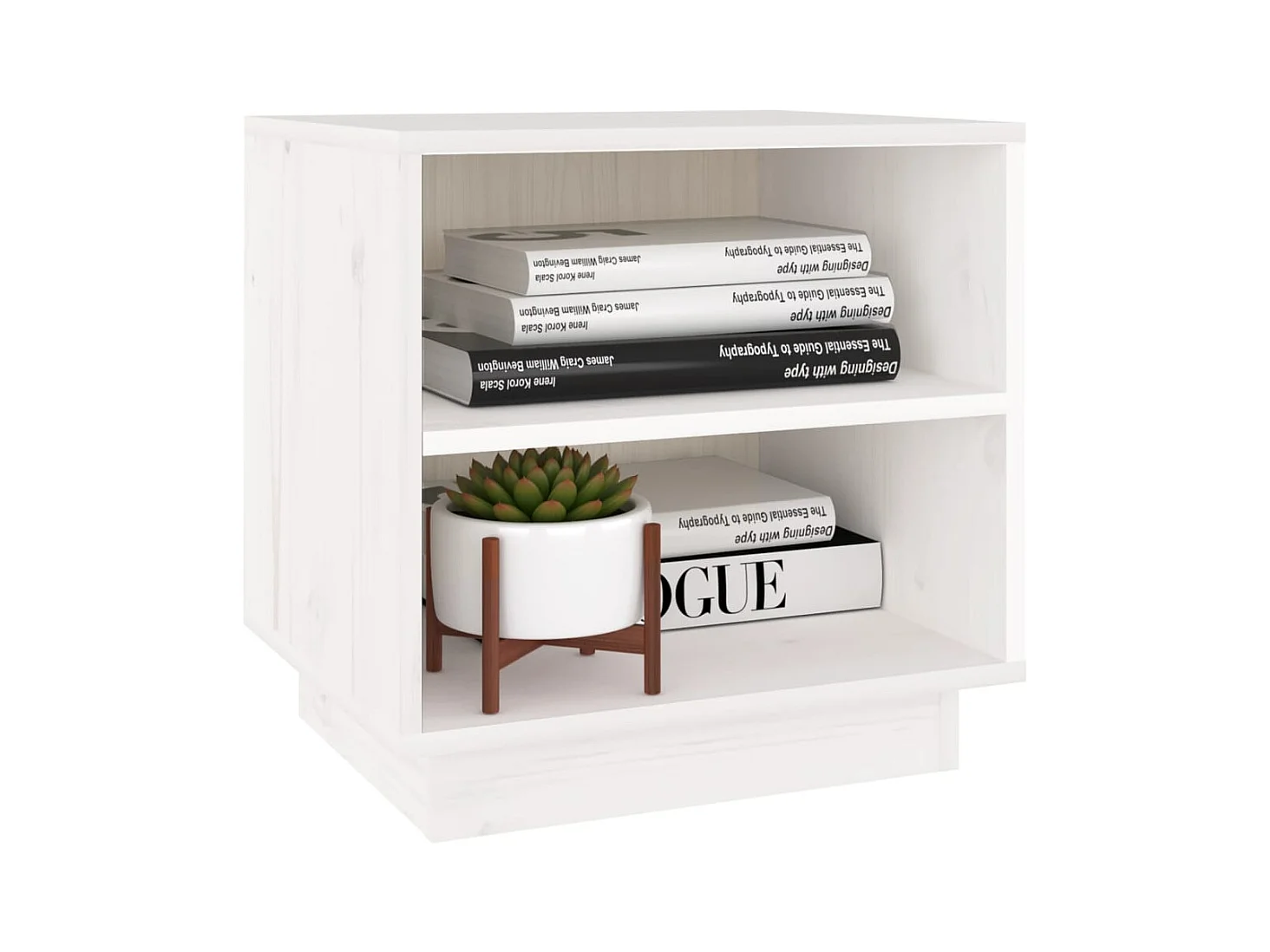 Mesita de noche | Mesilla de noche de madera maciza de pino blanco 40x34x40 cm