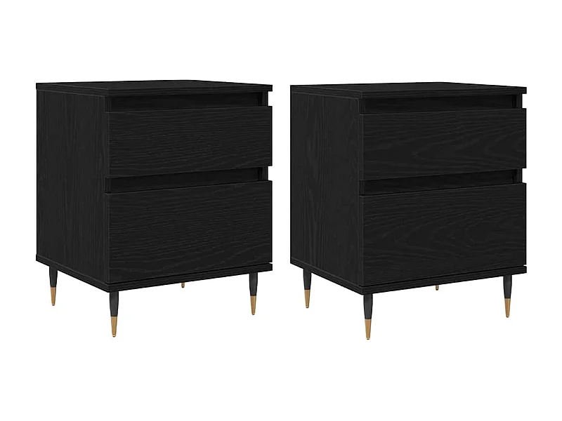 Mesita de Noche | Armario de Noche 2 uds con cajón Roble negro