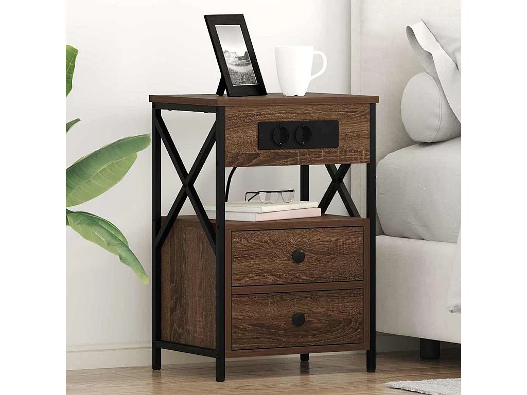 Nachttisch-Beistelltisch Braun Eichen-Optik 40 x 31 x 60 cm Holzwerkstoff SHL5035