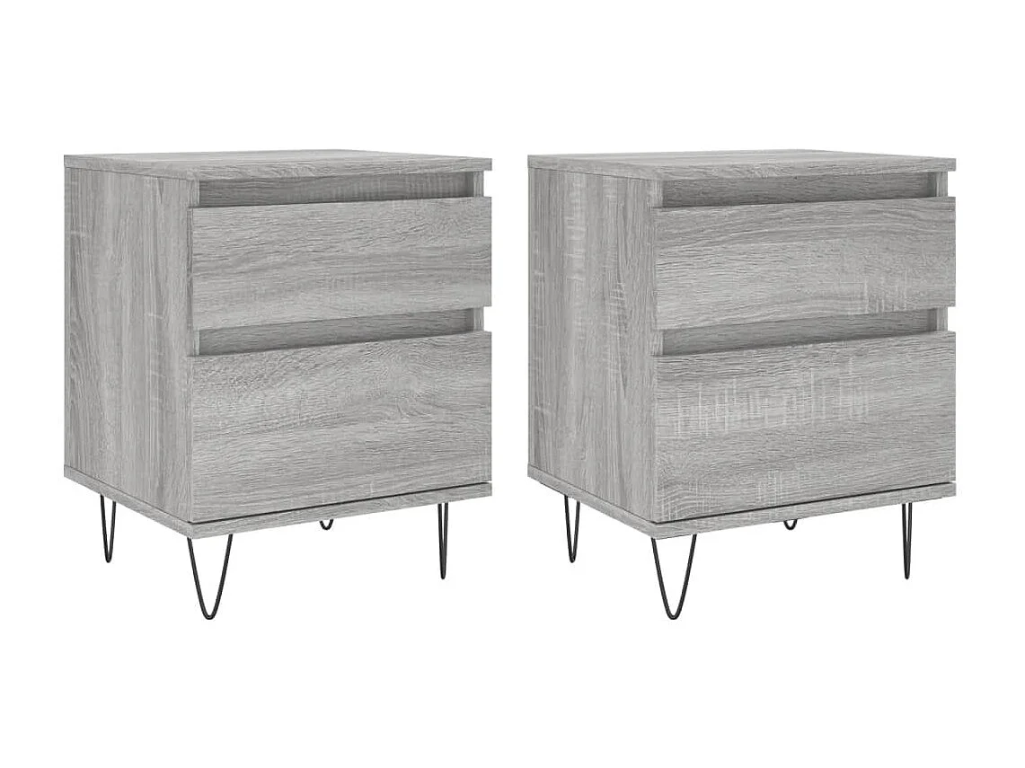 Nachttisch 2er Set-Beistelltisch-Nachttischkommode Grau Sonoma 40x35x50 cm Holzwerkstoff SHL97545