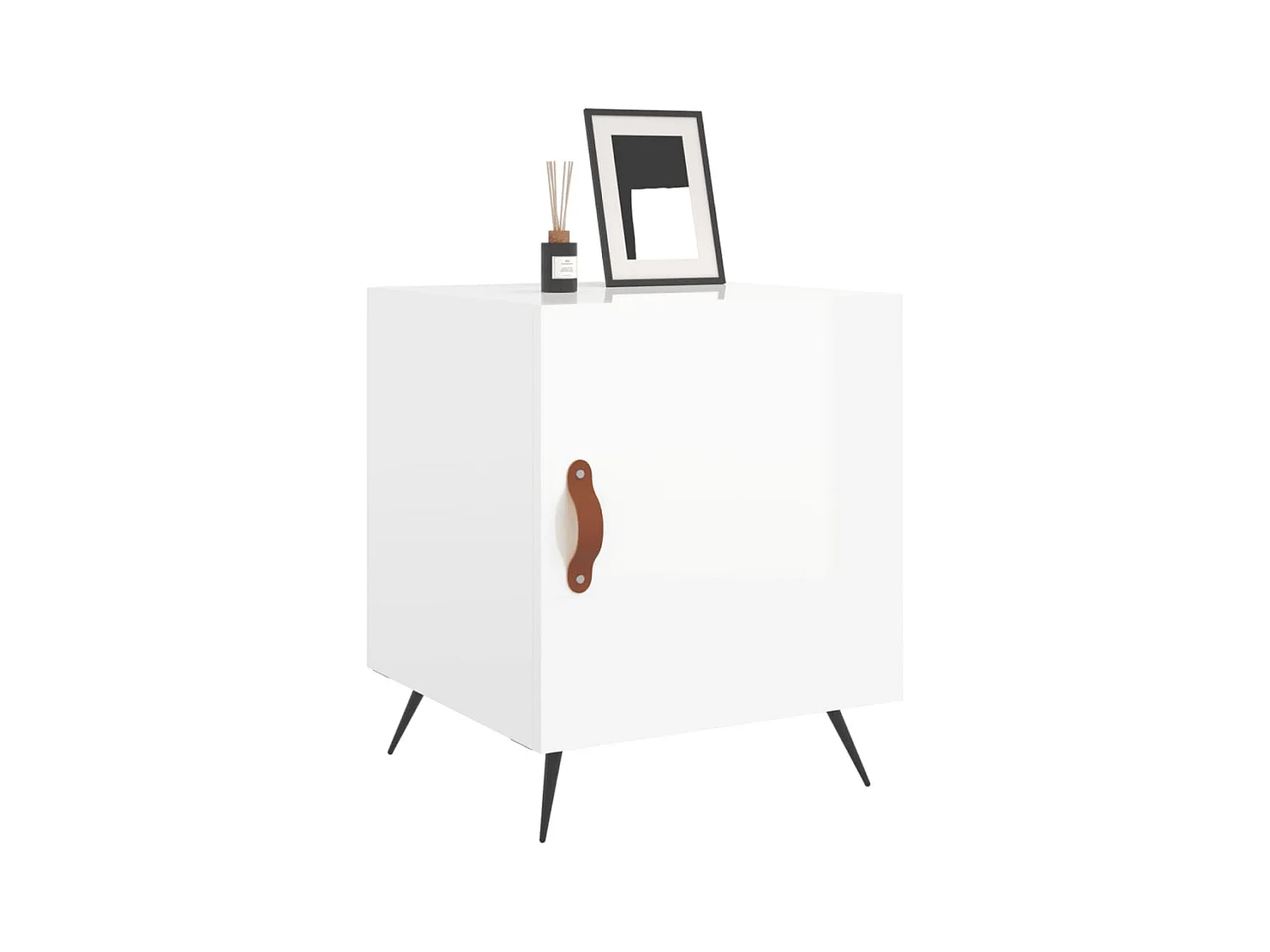 Tables de chevet lot de 2 avec rangement blanc brillant 40x40x50 cm
