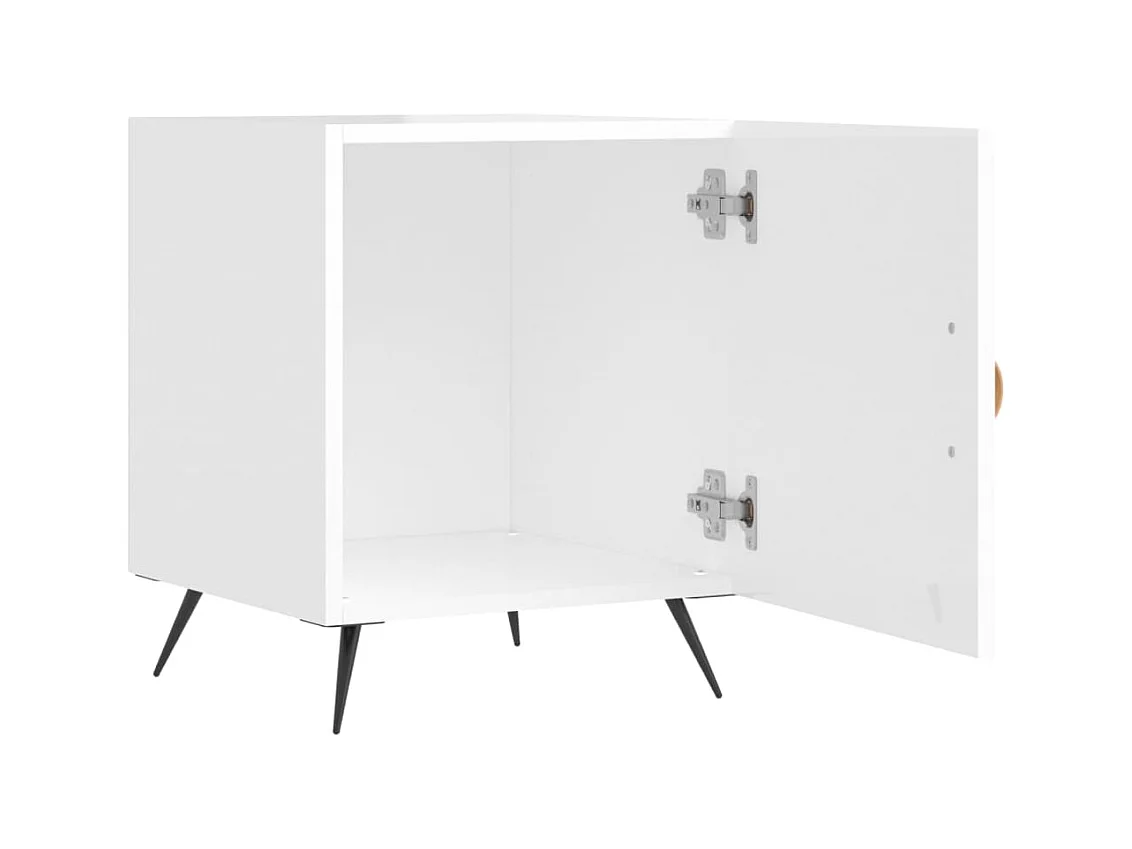 Tables de chevet lot de 2 avec rangement blanc brillant 40x40x50 cm