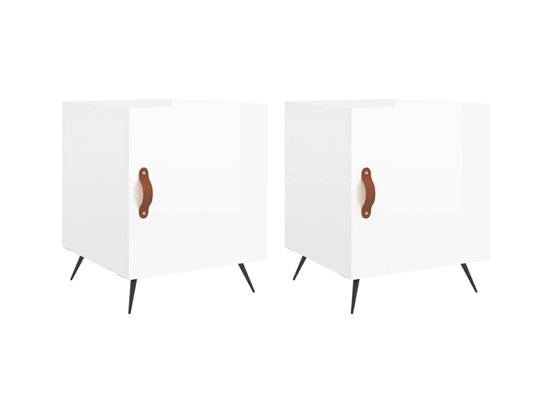 Mesitas de noche | Mesilla de noche 2 uds madera ingeniería blanco brillo 40x40x50 cm