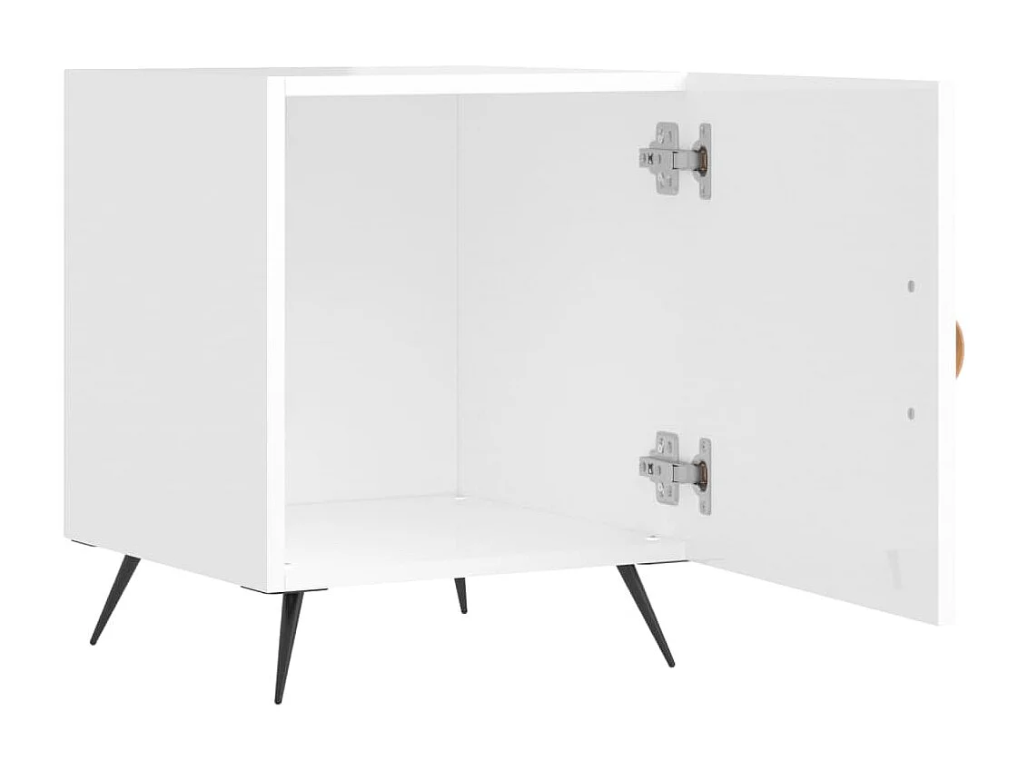 Nachttisch 2er Set-Beistelltisch-Nachttischkommode Hochglanz-Weiß 40x40x50 cm Holzwerkstoff SHL27264