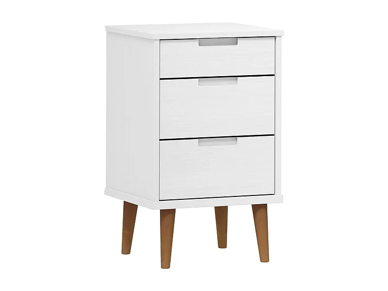 Mesita de noche | Mesilla de noche MOLDE madera maciza de pino blanca 40x35x65 cm