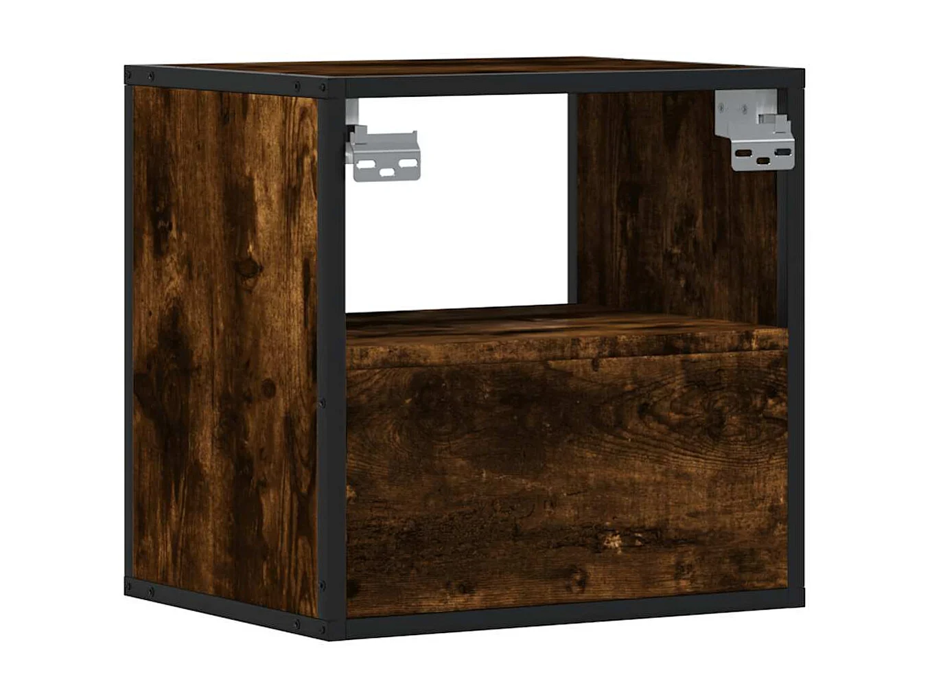 Mesita de noche | Mesilla de noche de pared color roble ahumado 40x31x39,5 cm