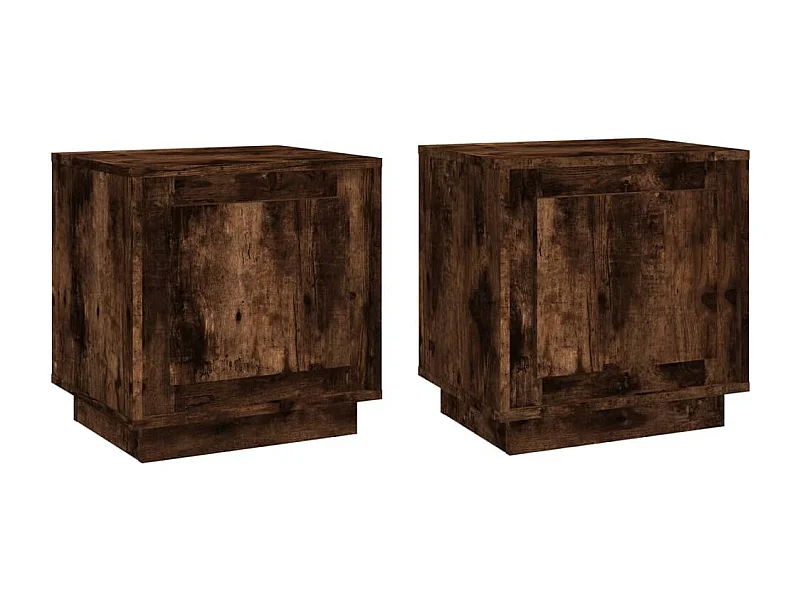 Nachttisch 2er Set-Beistelltisch-Nachttischkommode Räuchereiche 44x35x45 cm Holzwerkstoff SHL45732