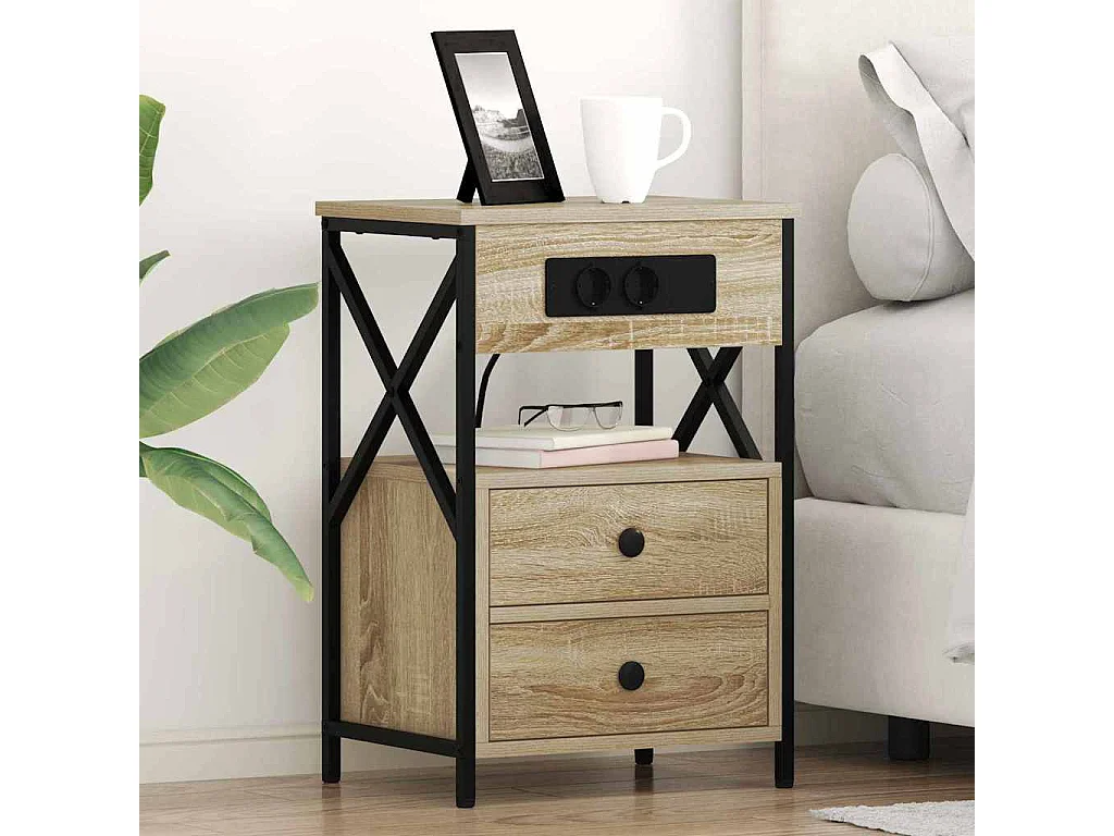 Nachttisch 2er Set-Beistelltisch Sonoma-Eiche 40 x 31 x 60 cm Holzwerkstoff SHL68325