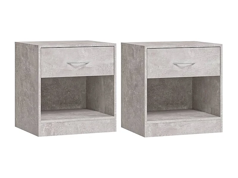 Tables de chevet-Tables d'appoint 2 pcs Compartiments ouverts Gris béton