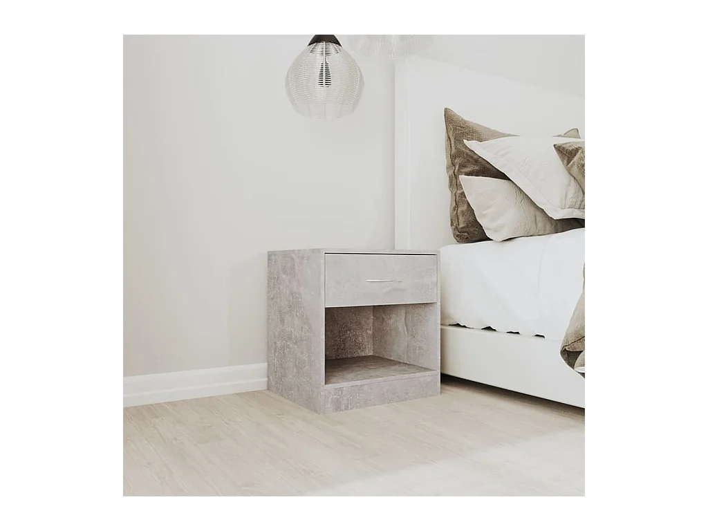 Mesitas de noche | Mesilla de noche 2 unidades con cajón gris hormigón