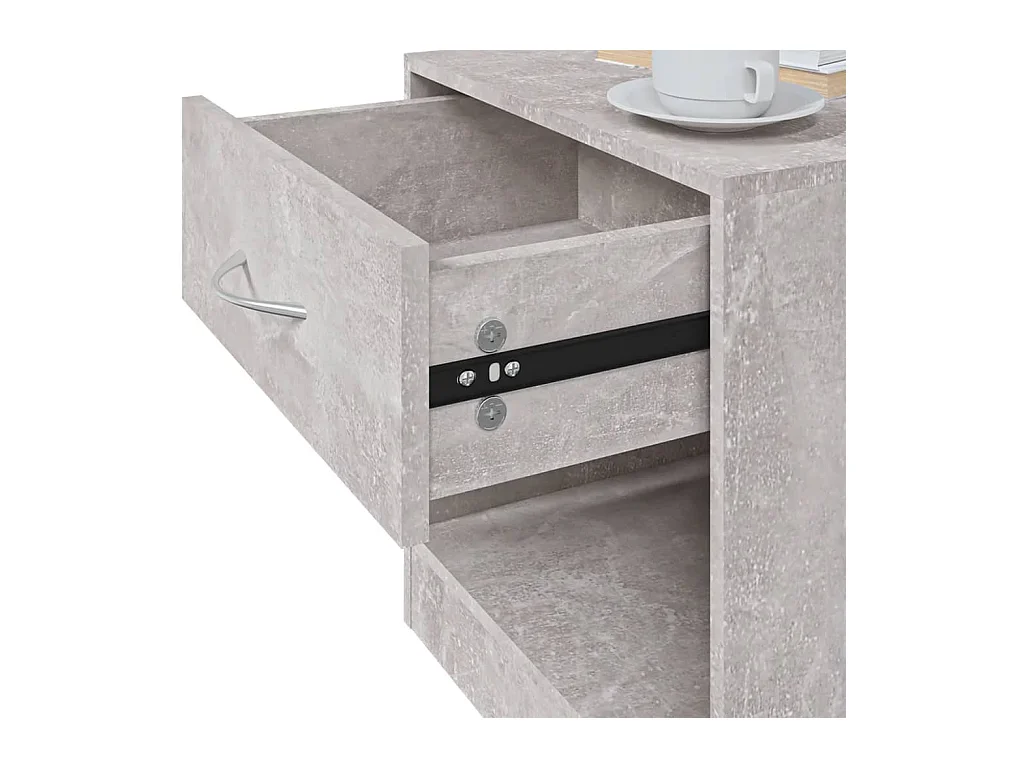 Mesitas de noche | Mesilla de noche 2 unidades con cajón gris hormigón