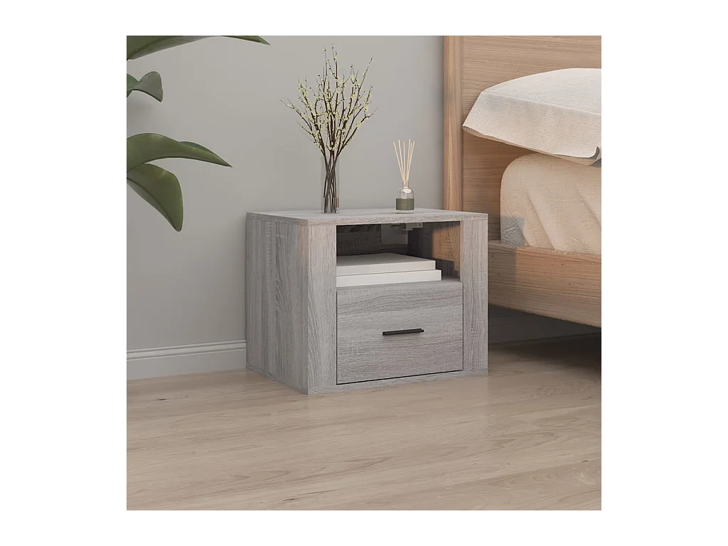 Mesitas de noche | Mesilla de noche de pared 2 uds gris Sonoma 50x36x40 cm