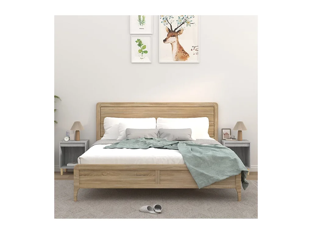 Tables de chevet lot de 2 avec compartiments ouverts Sonoma gris 40x35x50 cm