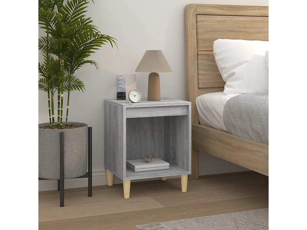 Nachttisch 2er Set-Beistelltisch-Nachttischkommode Grau Sonoma 40x35x50 cm SHL43087