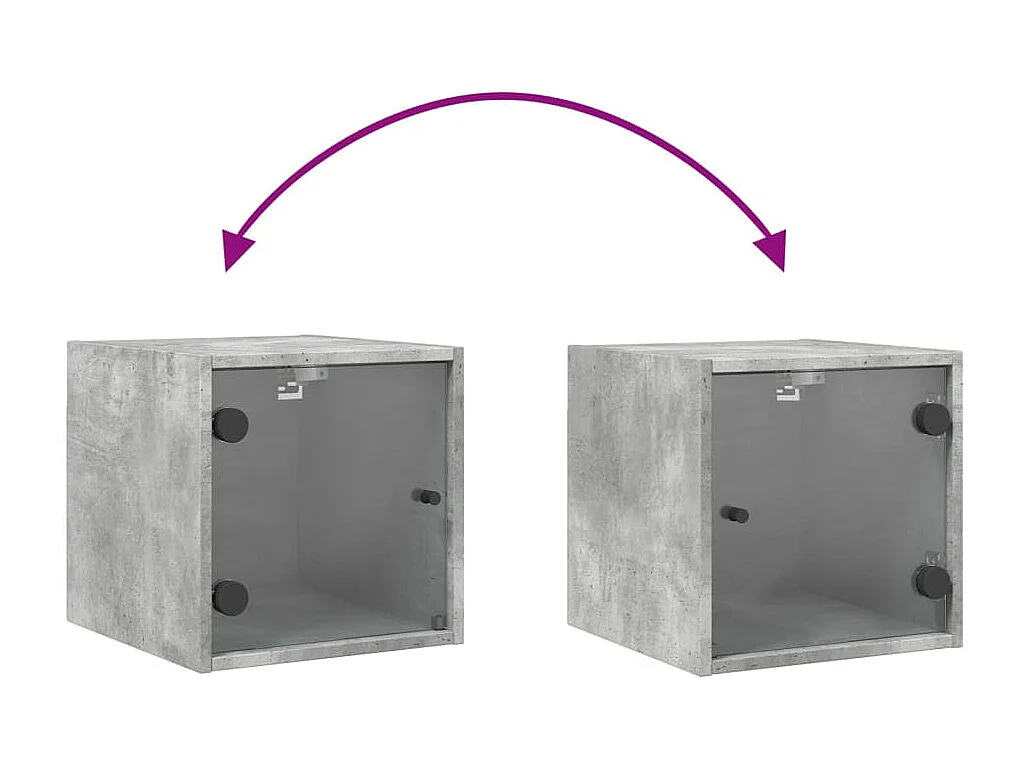 Nachttisch-Beistelltisch mit Glastür Betongrau 35x37x35 cm SHL14147