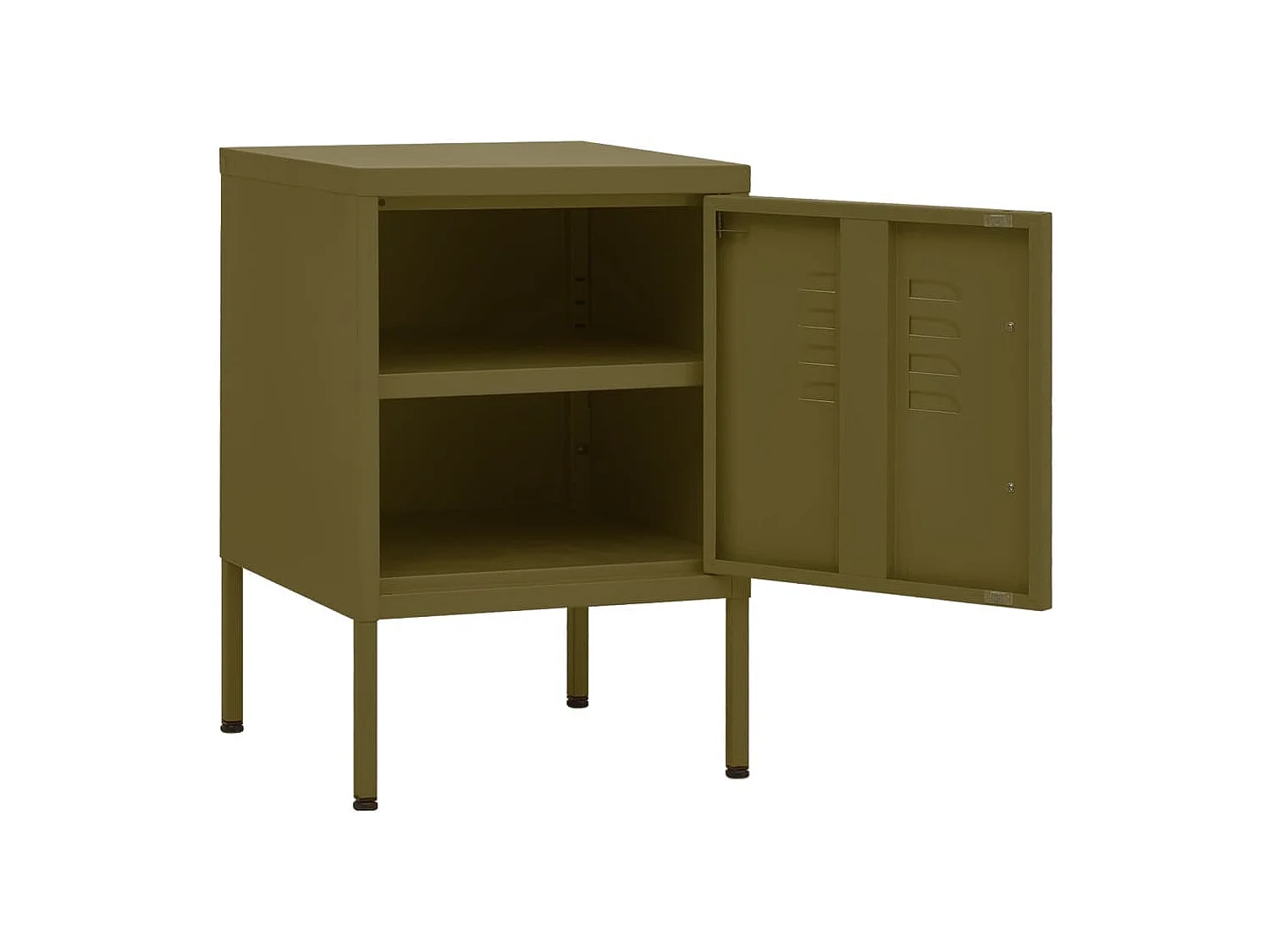 Nachttisch 2er Set-Beistelltisch-Nachttischkommode Olivgrün 35x35x51 cm Stahl SHL44747