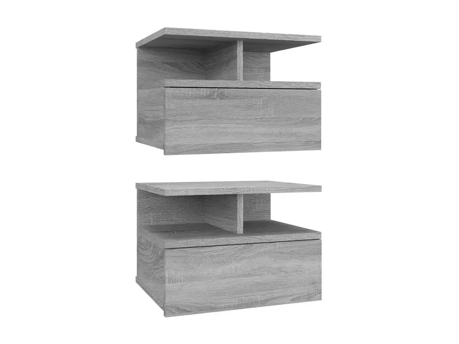 Mesita de noche | Mesilla de noche flotante 2 uds madera gris Sonoma 40x31x27 cm