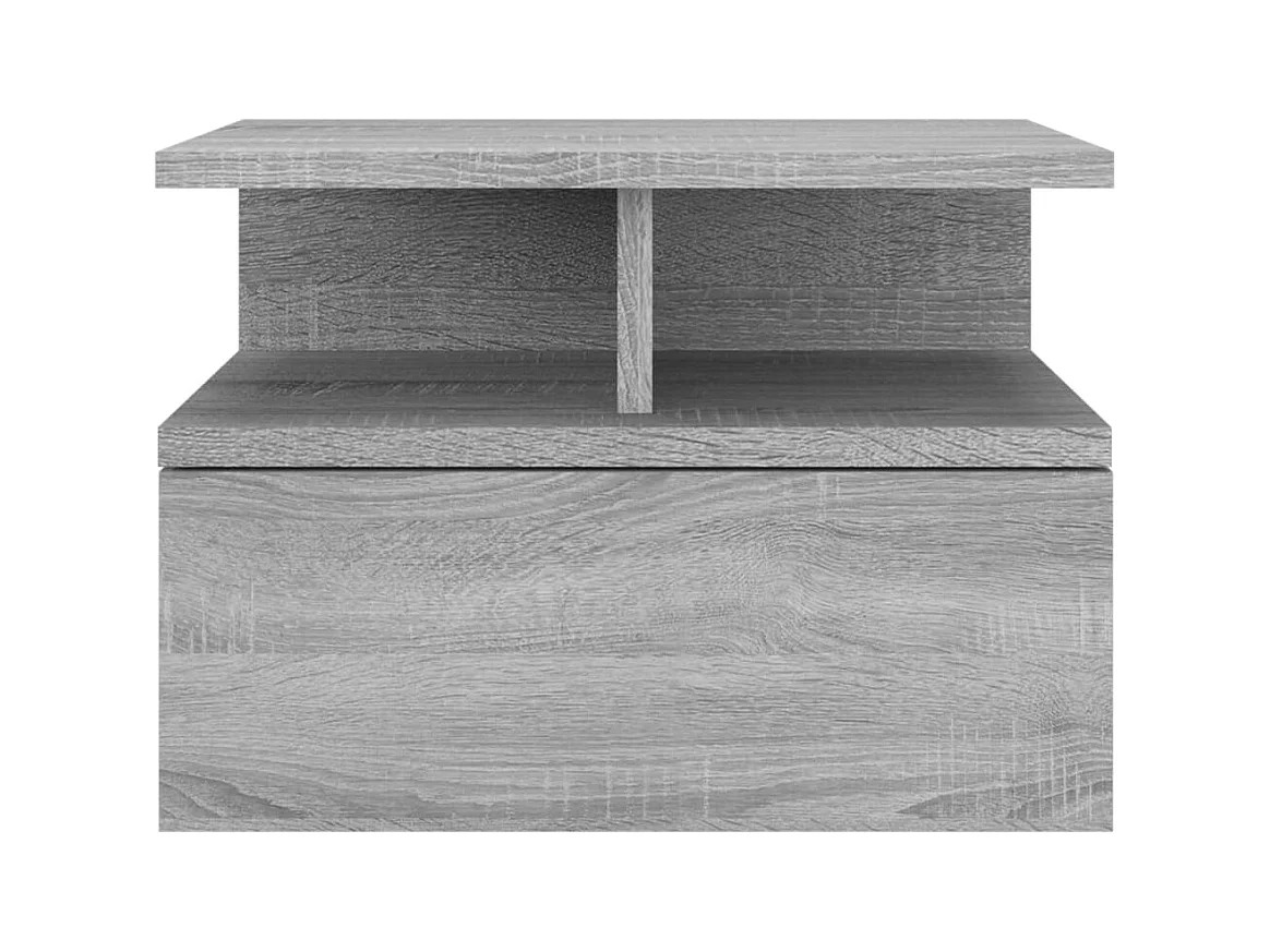 Mesita de noche | Mesilla de noche flotante 2 uds madera gris Sonoma 40x31x27 cm