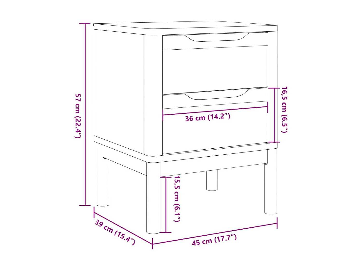 Nachttisch-Beistelltisch Wachsbraun 45x39x57 cm Massivholz Kiefer SHL7678