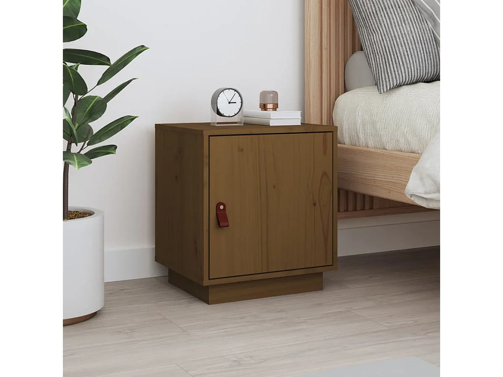 Nachttisch-Beistelltisch Honigbraun 40x34x45 cm Massivholz Kiefer SHL87416