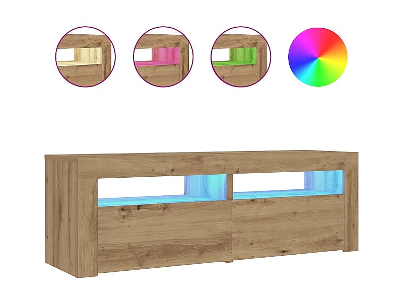 Lot de 2 Tables de chevet avec LED chêne artisanal 60x35x40 cm