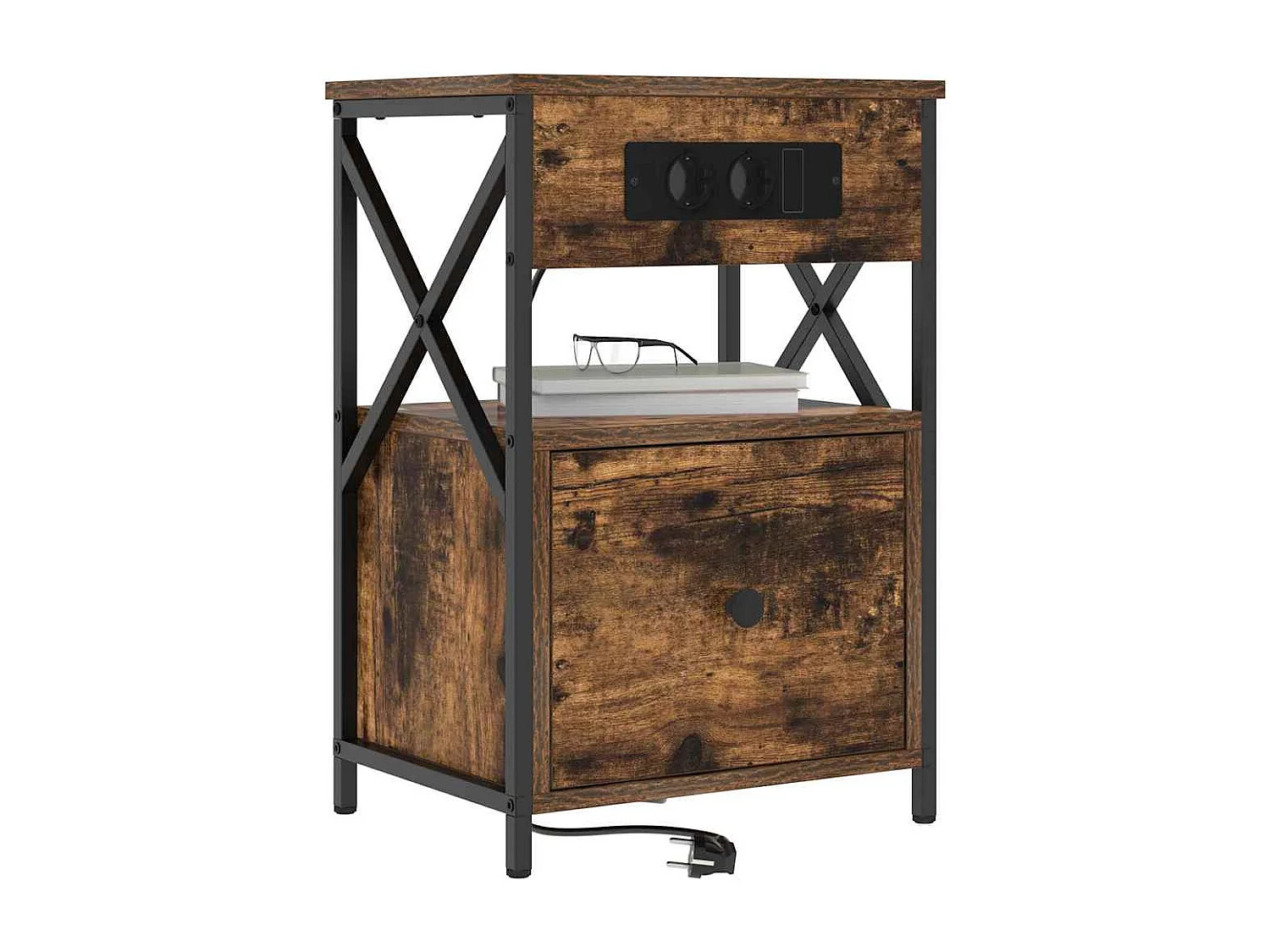 Comodini 2 pz | Tavolino da notte con cassetto Rovere fumé 40x31x60 cm SHL1329