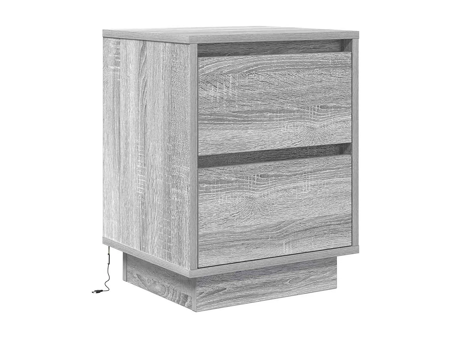 Mesilla de noche | Mesita de noche con luces LED Sonoma gris 38x34x50 cm