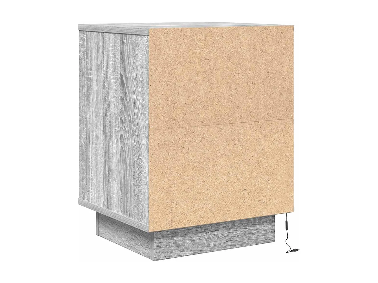 Nachttisch-Beistelltisch-Nachtschrank mit LED-Leuchten Grau Sonoma 38x34x50 cm SHL19392