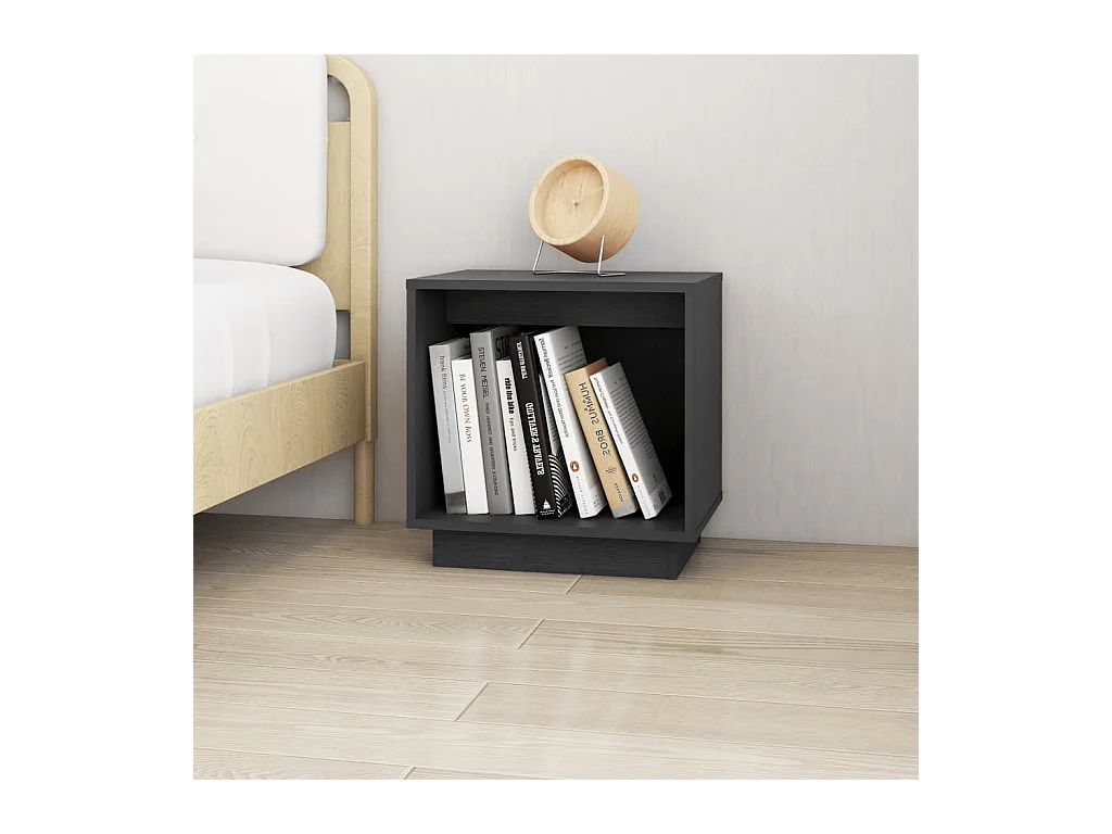 Mesitas de noche | Mesilla de noche 2 uds madera maciza de pino gris 40x30x40 cm