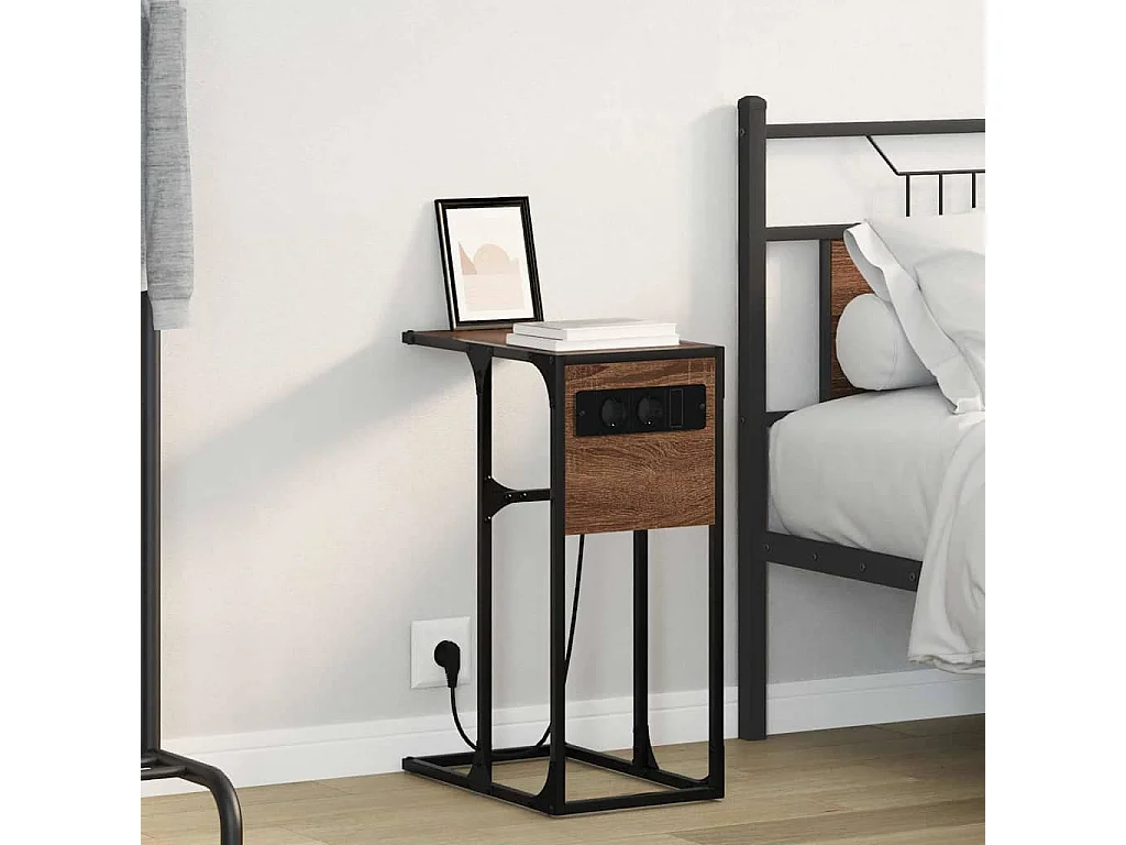 Mesa de Noche | Mesa auxiliar | Mesita de noche Marrón roble Madera contrachapada