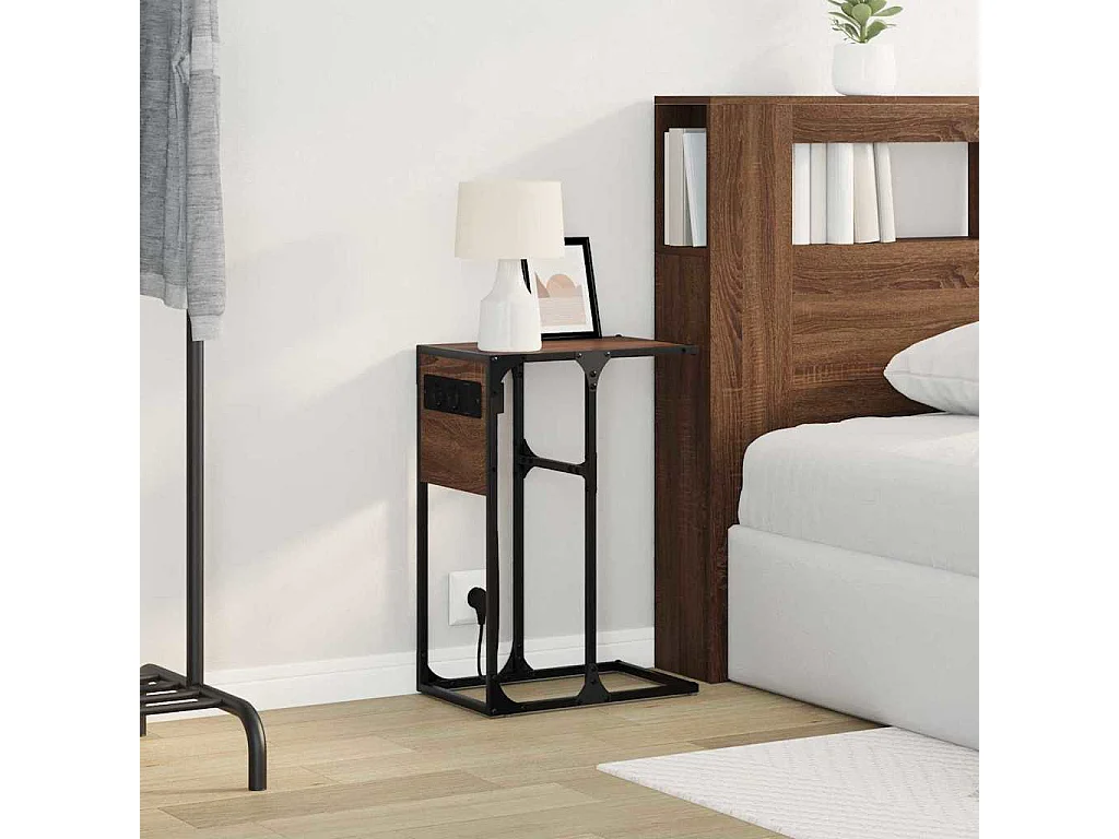 Mesa de Noche | Mesa auxiliar | Mesita de noche Marrón roble Madera contrachapada