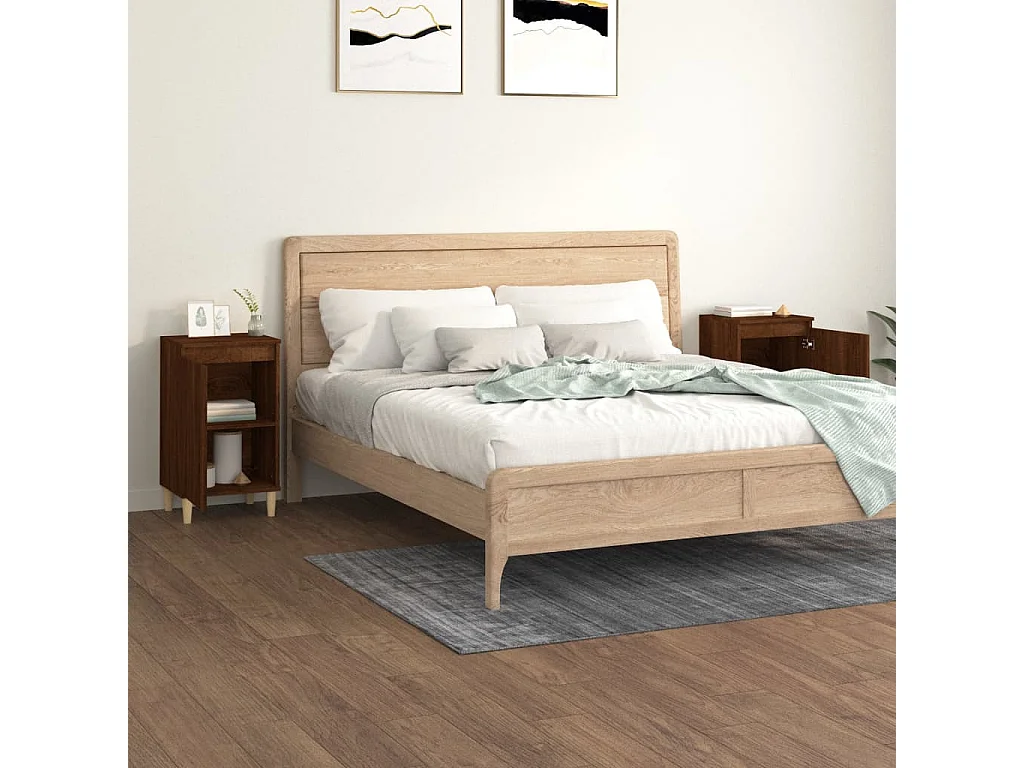 Mesitas de noche | Mesilla de noche 2 uds madera color roble marrón 40x35x70 cm