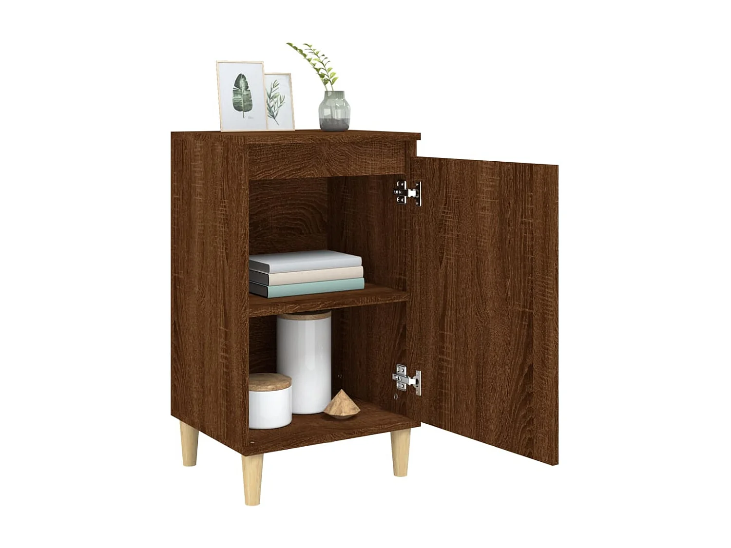 Nachttisch 2er Set-Beistelltisch-Nachttischkommode Braun Eichen-Optik 40x35x70 cm Holzwerkstoff SHL89749