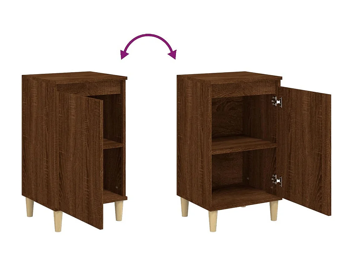 Nachttisch 2er Set-Beistelltisch-Nachttischkommode Braun Eichen-Optik 40x35x70 cm Holzwerkstoff SHL89749