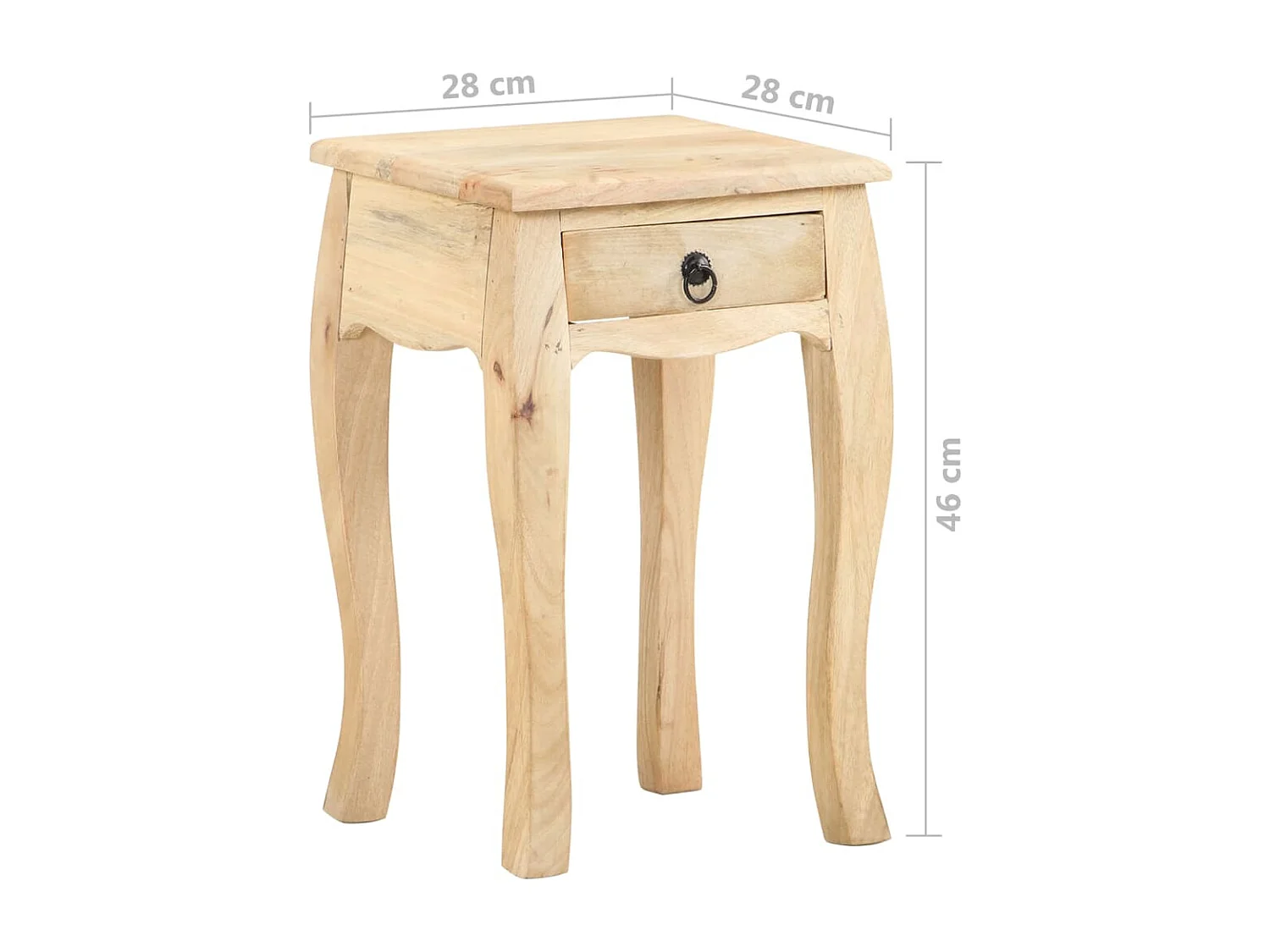 Nachttisch-Beistelltisch 28x28x46 cm Massivholz Mango SHL50048