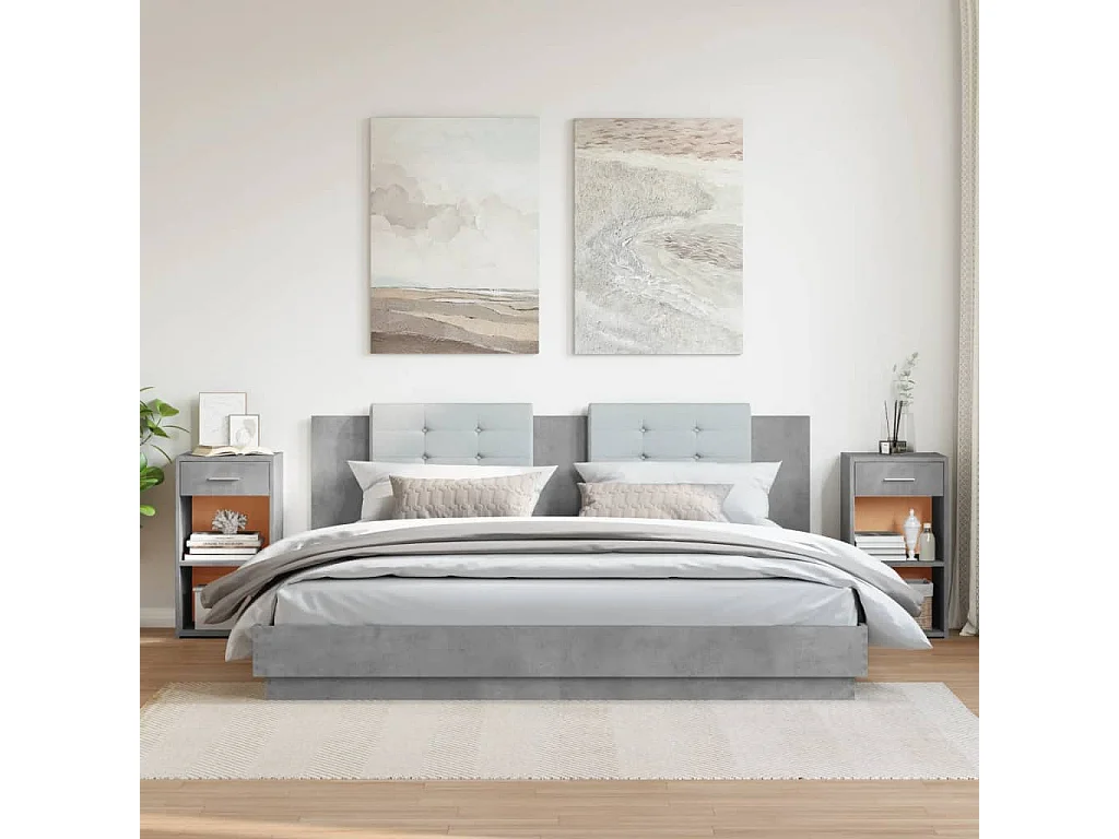 Mesitas de noche | Mesilla de noche 2 uds madera ingeniería gris hormigón 35x34x65 cm