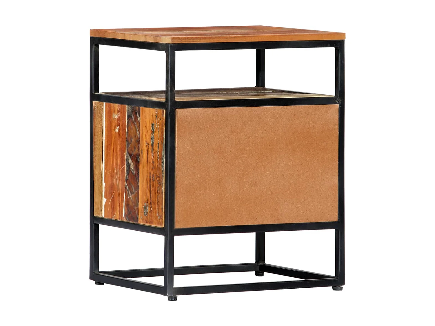 Nachttisch-Beistelltisch 40x30x50 cm Massives Altholz und Stahl SHL52004