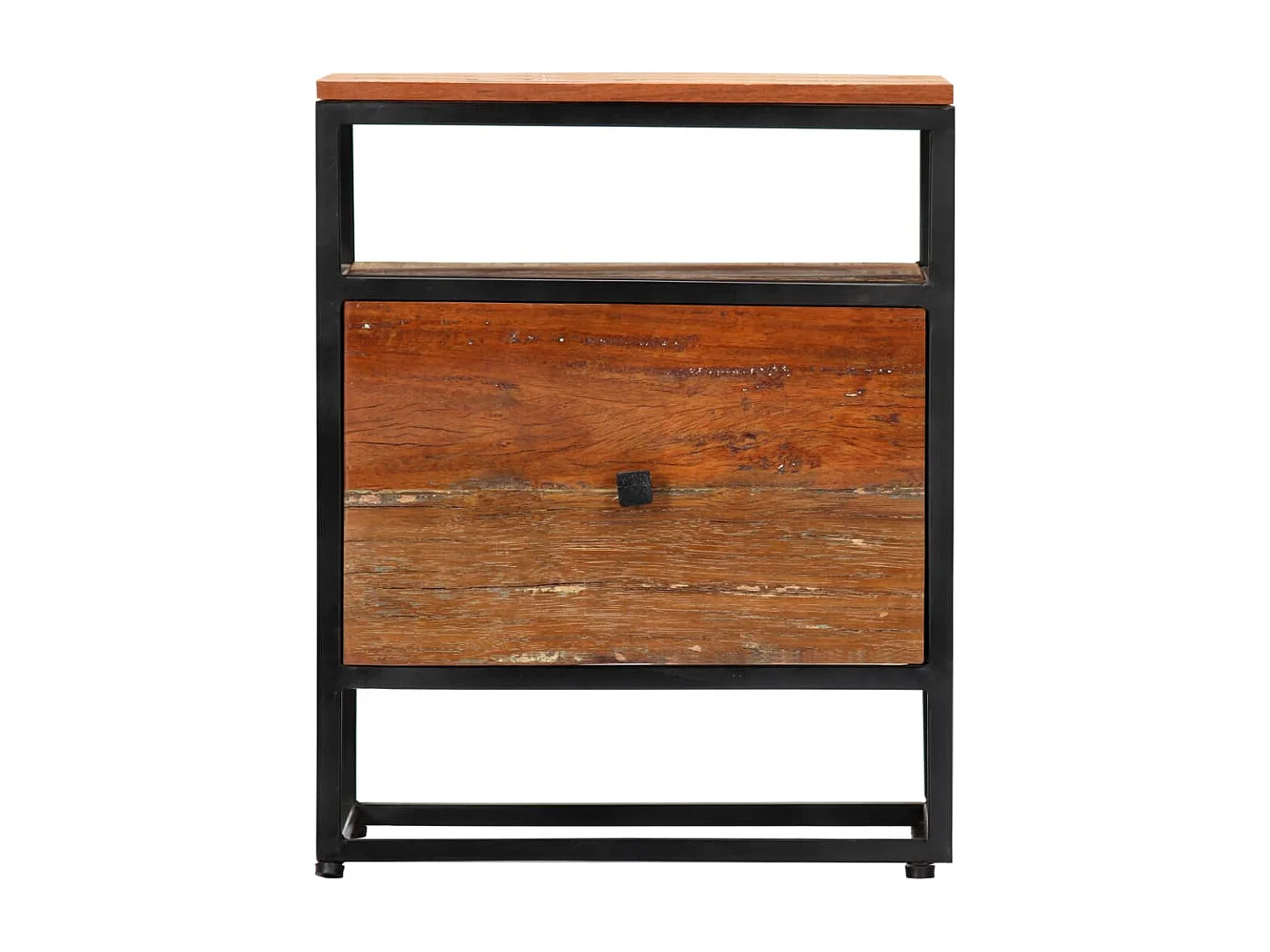 Nachttisch-Beistelltisch 40x30x50 cm Massives Altholz und Stahl SHL52004