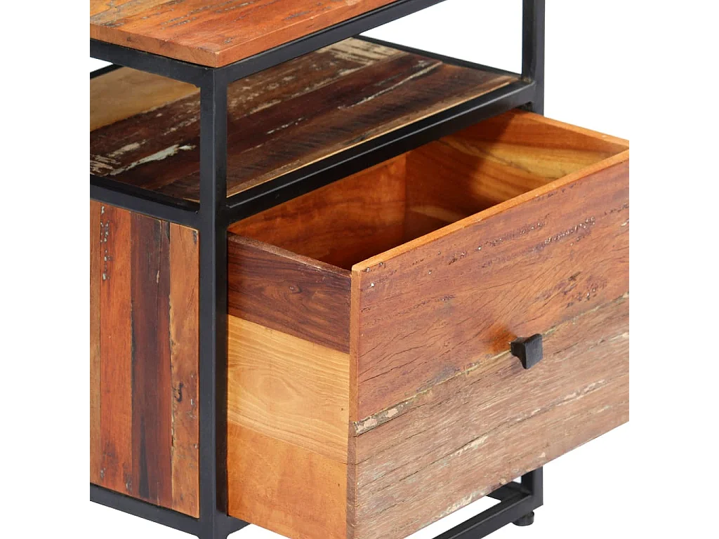 Nachttisch-Beistelltisch 40x30x50 cm Massives Altholz und Stahl SHL52004