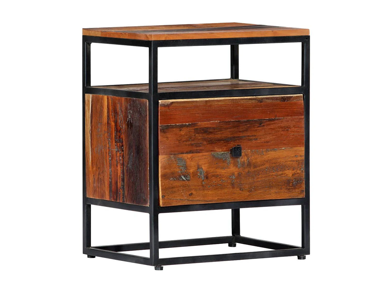 Nachttisch-Beistelltisch 40x30x50 cm Massives Altholz und Stahl SHL52004