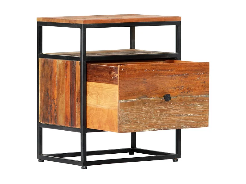 Table de chevet-Table d'appoint 40x30x50 cm Bois de récupération et acier